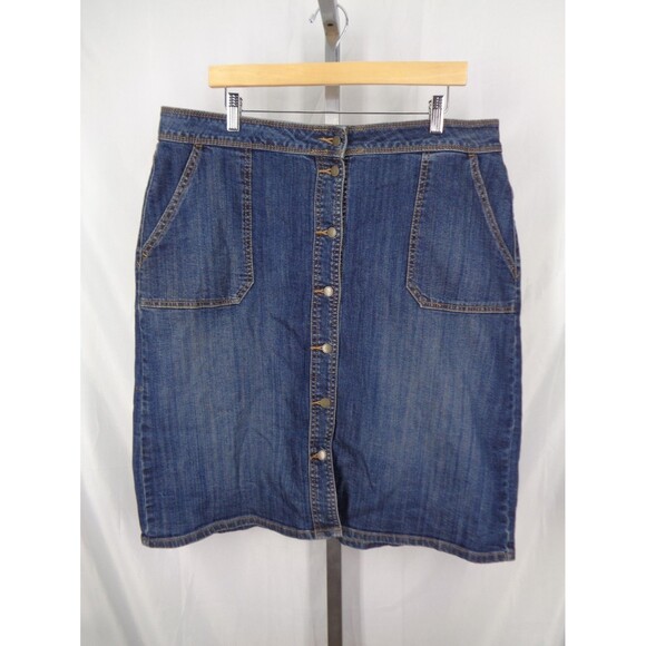 Liz Claiborne Button Denim Jean Skirt Size 14 - Picture 1 of 6